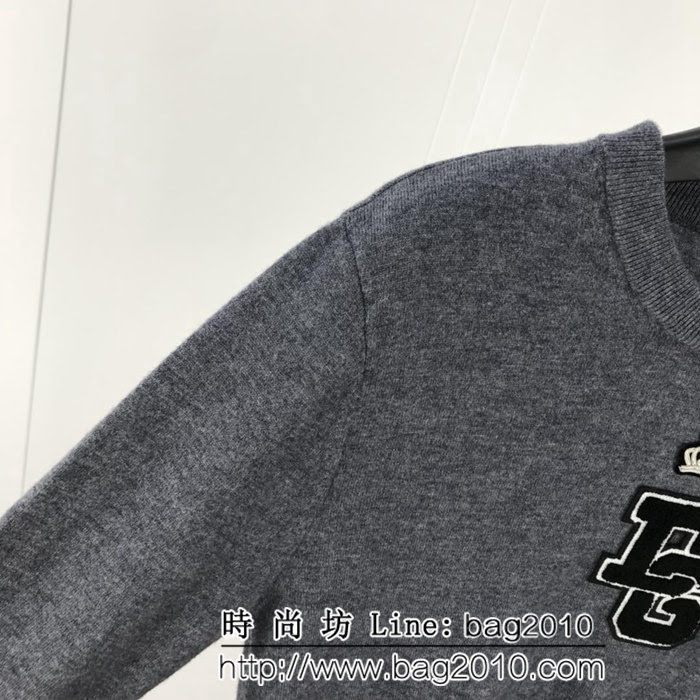 DＧ杜嘉班納 18SS秋冬新款 奴羊毛毛衣 胸口刺繡毛巾底DG圖案 保暖舒適男款羊毛衫 ydi2407